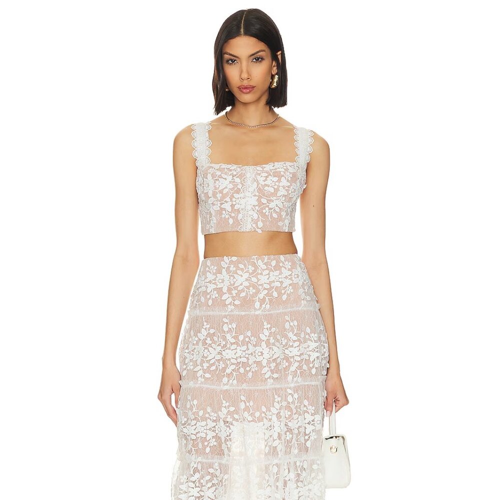 Bronx and Banco Megan White Floral Skirt Set (Brand New)